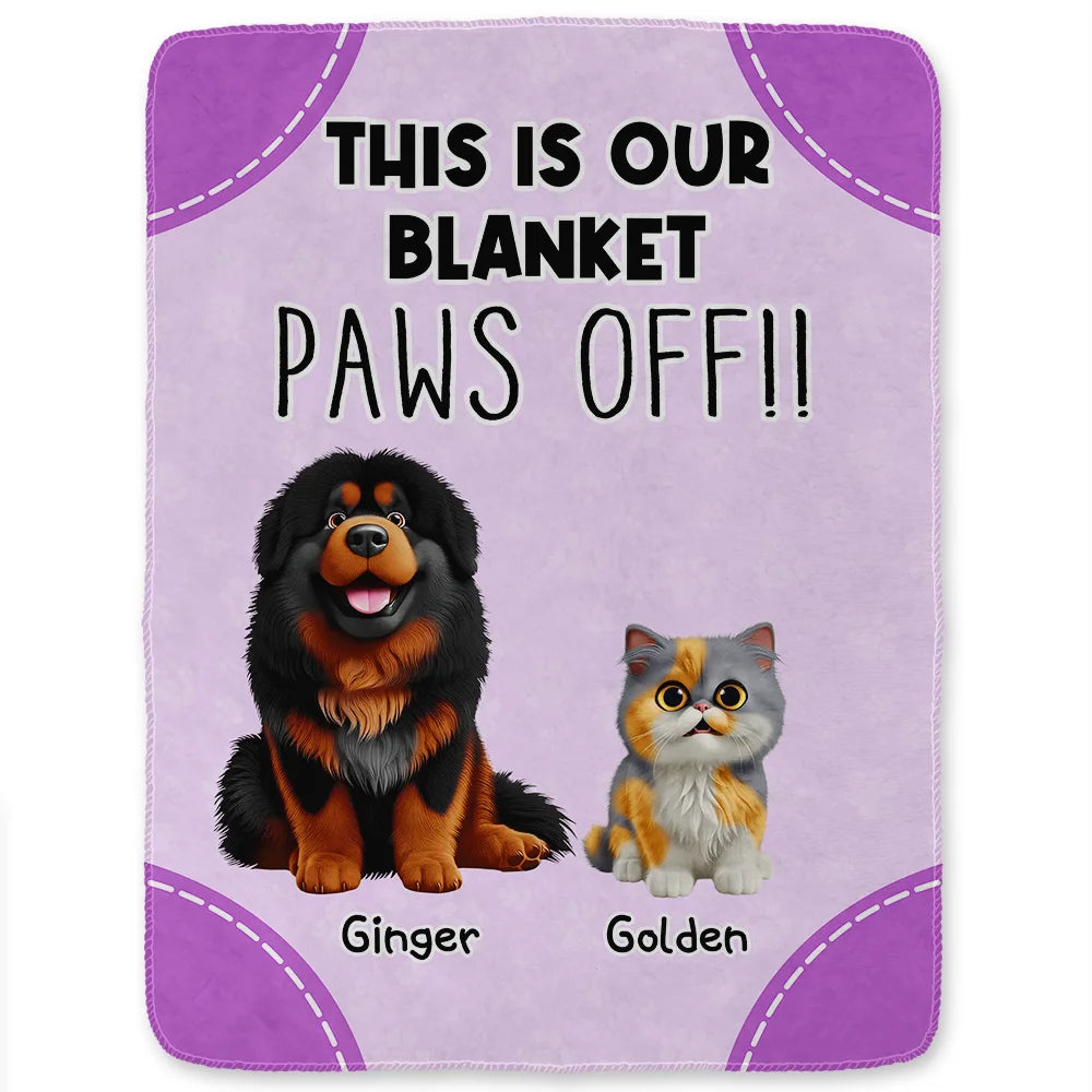 This Is Mine - Paws Off! Personalized Fleece Blanket for Dog and Cat Lovers Fleece Blanket PopCulturePrints