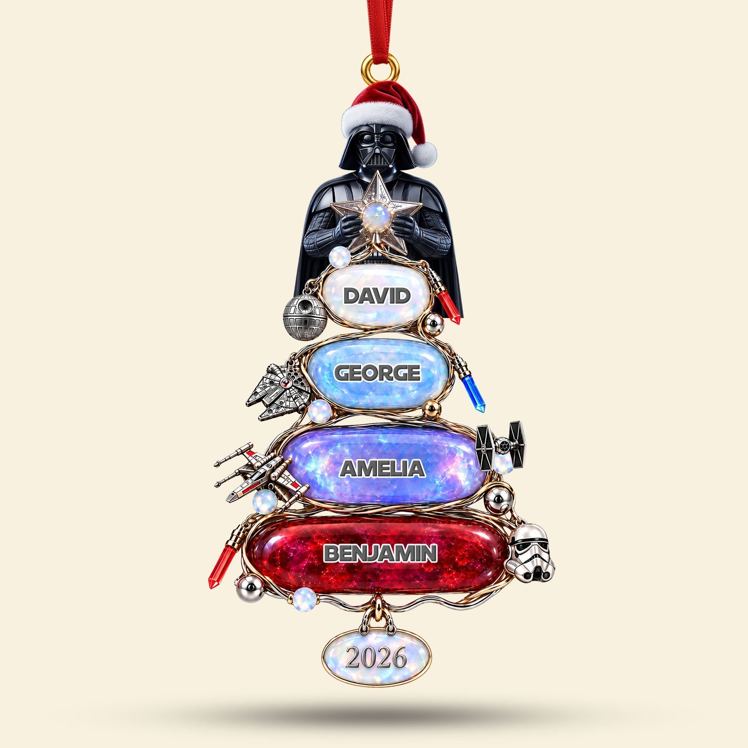 "Celebrate the Force this Holiday Season" - Personalized Warriors Merry Xmas Acrylic Ornament - Custom Gift for Family & Friends Ornament PopCulturePrints