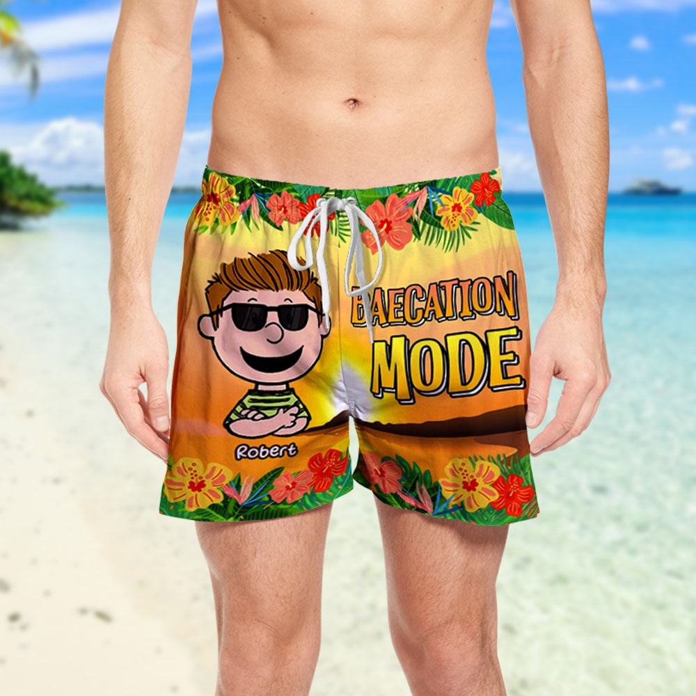 Personalized Beach Vacation Couple Shorts - Baecation Mode