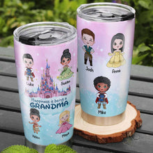 Load image into Gallery viewer, Personalized Grandma Tumbler with Grandkids - Princess and Prince Theme Tumbler Cup PopCulturePrints

