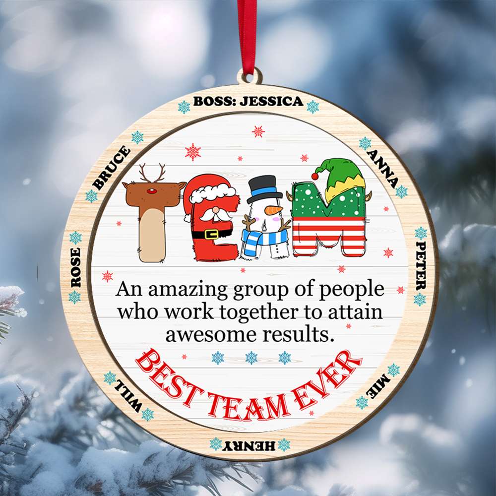 Personalized Team Wood Ornament - Best Coworkers Gift Ornament PopCulturePrints
