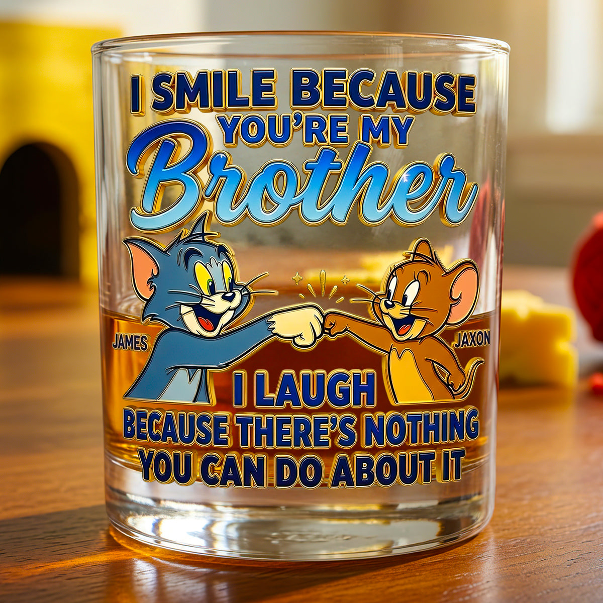 I Smile Because You're My Brother - Funny Personalized Round Glass Gift