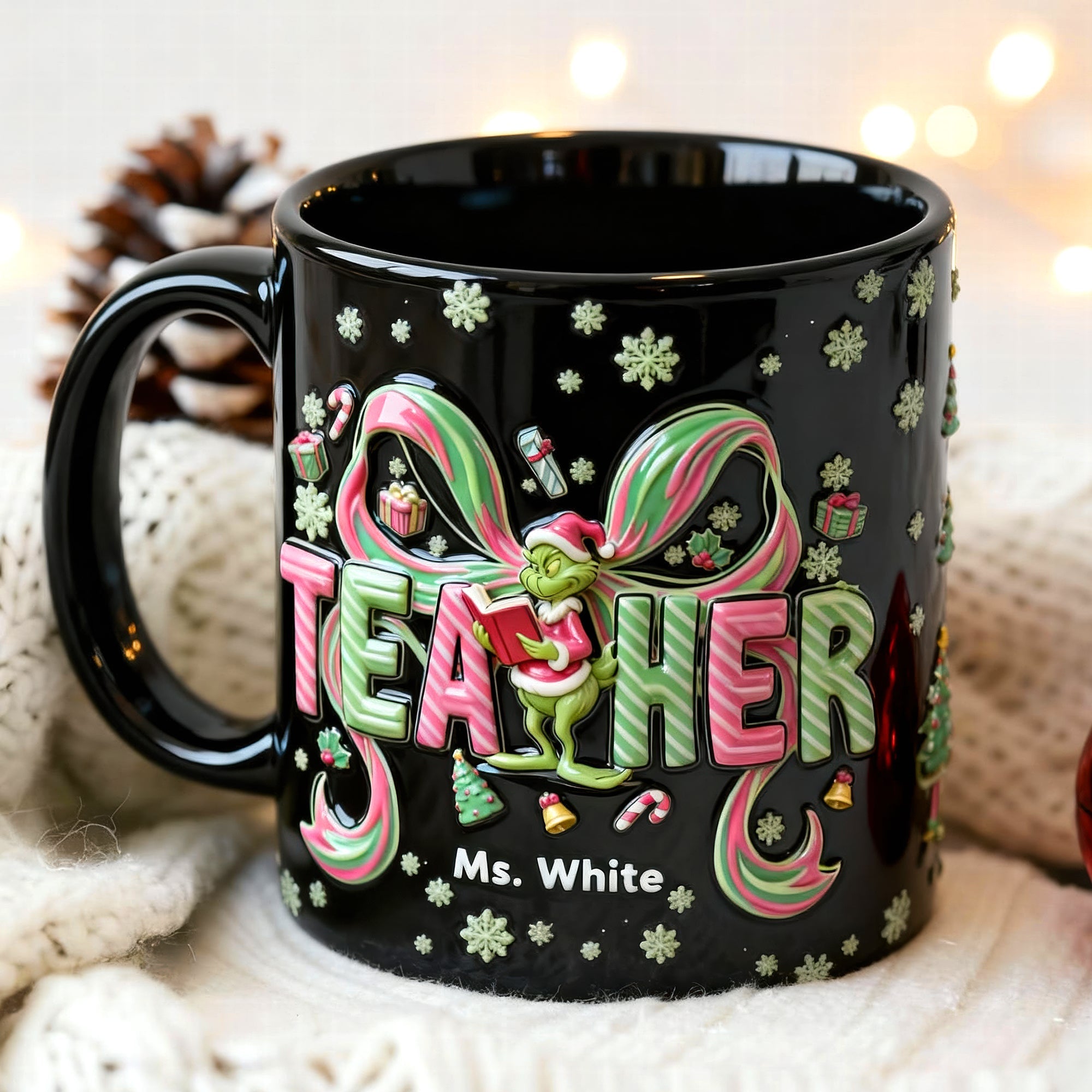 “Teaching is a Work of Heart” - Preppy Coquette Teacher Mug - Personalized Gift for Teachers, Educators, and Mentors Coffee Mug PopCulturePrints