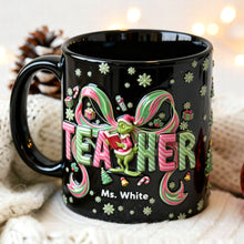 Load image into Gallery viewer, “Teaching is a Work of Heart” - Preppy Coquette Teacher Mug - Personalized Gift for Teachers, Educators, and Mentors Coffee Mug PopCulturePrints
