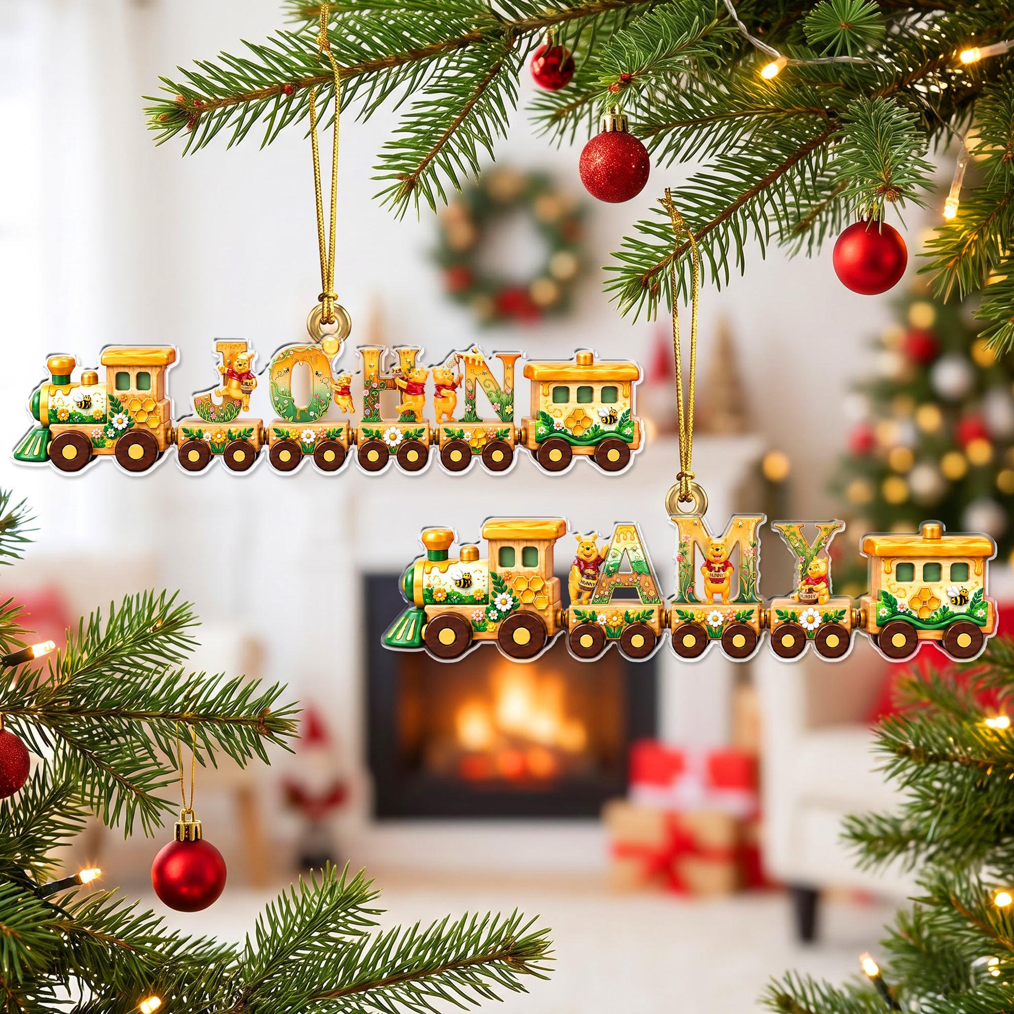 Charming Train of Joy - Personalized Christmas Acrylic Ornament Ornament PopCulturePrints