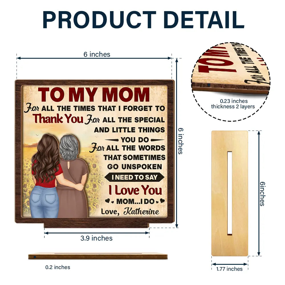 To My Mom, For All The Special Things You Do - Personalized Custom Shaped 2-Layered Wooden Plaque - Gift for Mom and Grandma Wooden Plaque PopCulturePrints