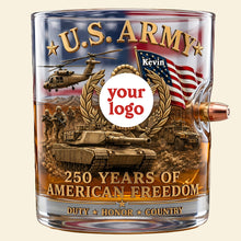 Load image into Gallery viewer, Honor &amp; Courage - Proud Veteran Bullet Glass - Personalized Gifts for Veterans Glass PopCulturePrints
