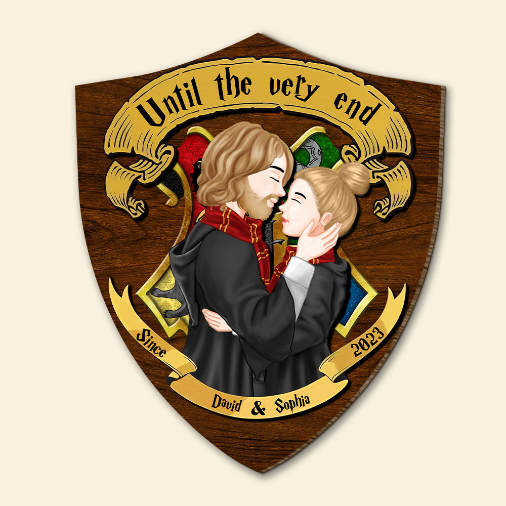 Harry Potter Themed Customized Wooden Shield - 'Until the Very End' Couples Design