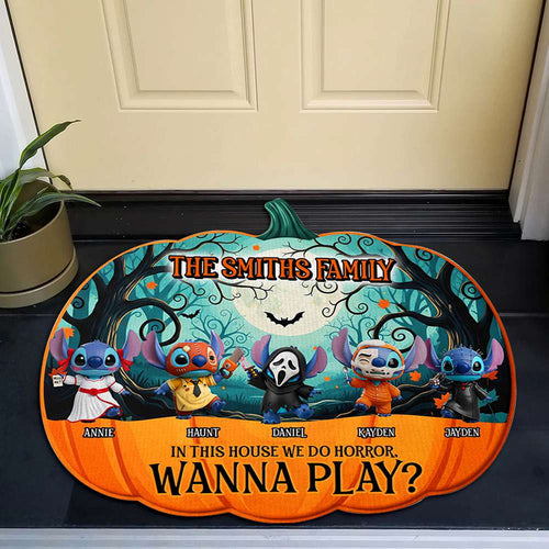 Cute Pumpkin Family Doormat - Personalized Decor for Halloween Lovers Doormat PopCulturePrints