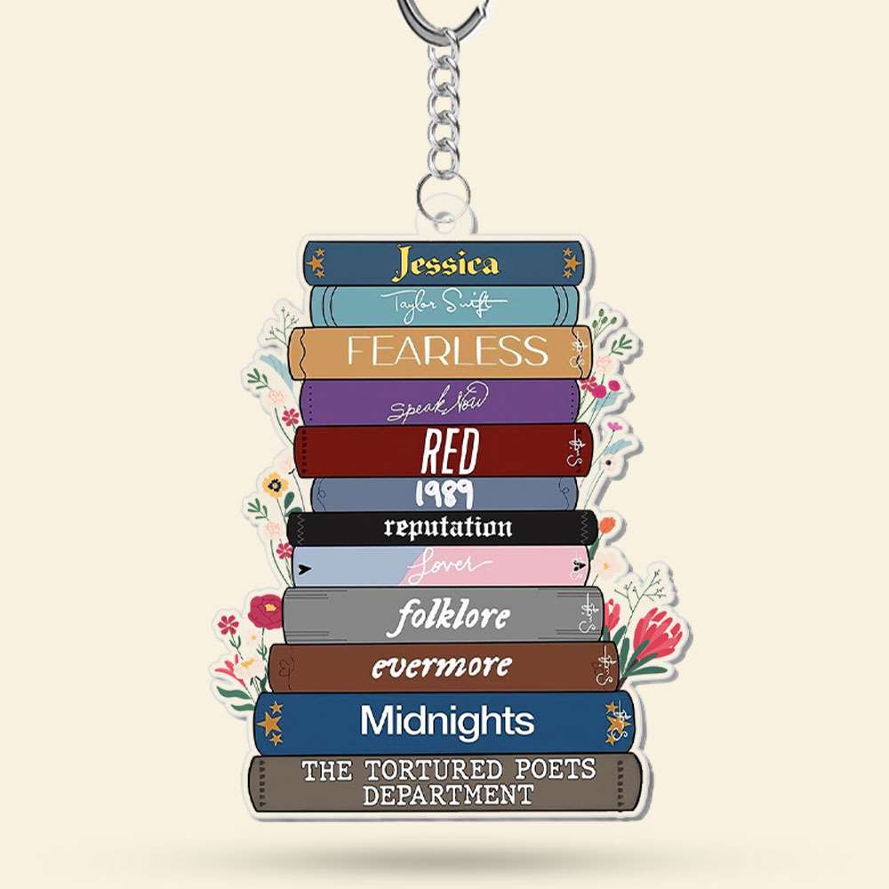 Personalized Taylor Swift Fan Keychain - Custom Name and Album Stack