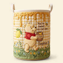 Load image into Gallery viewer, “You’re Sweet as Can Bee” - Sweet Quilt Laundry Basket - Personalized Gift for Kids
