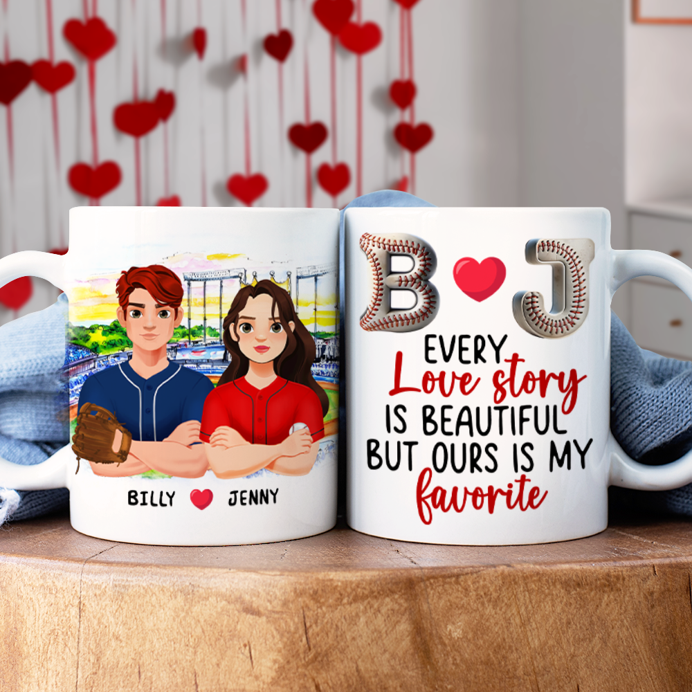 Custom Baseball Couple Mugs - Perfect Valentine’s Day Gifts for Baseball Lovers Coffee Mug PopCulturePrints