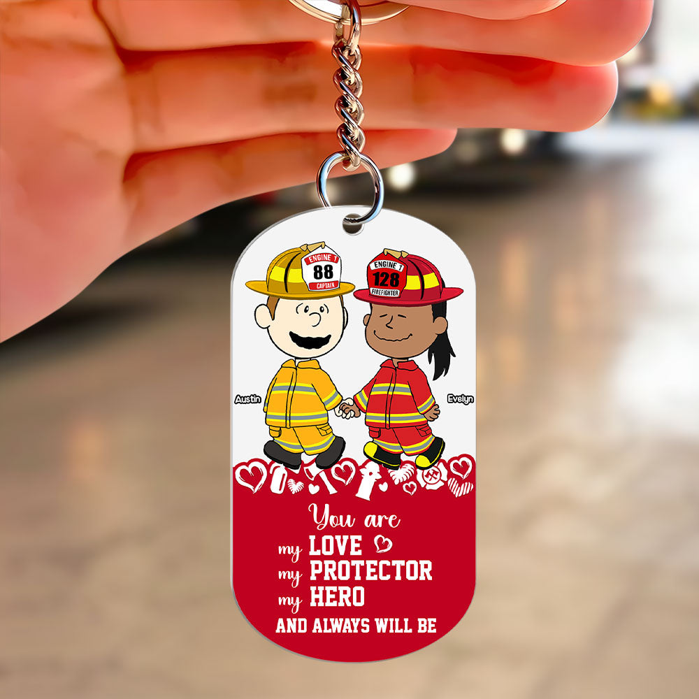 Personalized Firefighter Couple Keychain - Unique Valentine's Day Gifts for Heroes & Loved Ones Keychains PopCulturePrints