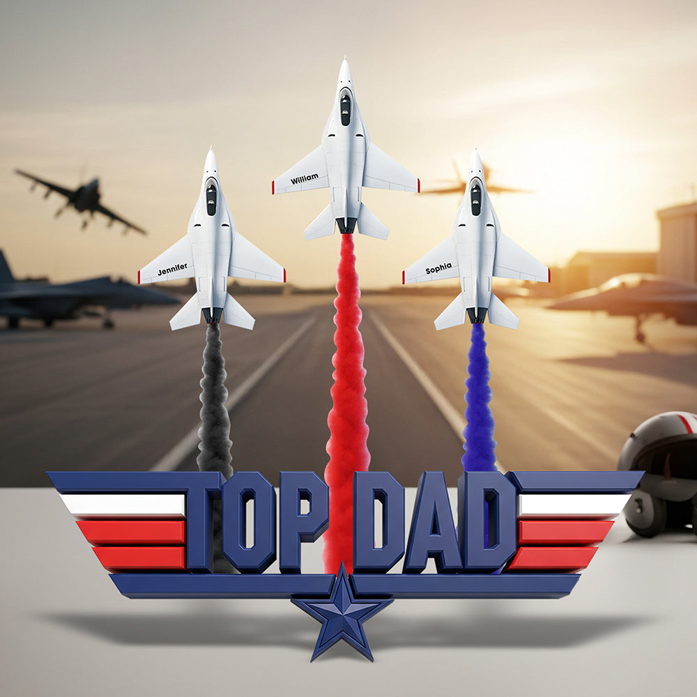 “Top Dad: Soar Above the Rest” - Personalized Acrylic Plaque for Dad, Grandpa, Gifts for Father's Day Shaped Plaques PopCulturePrints