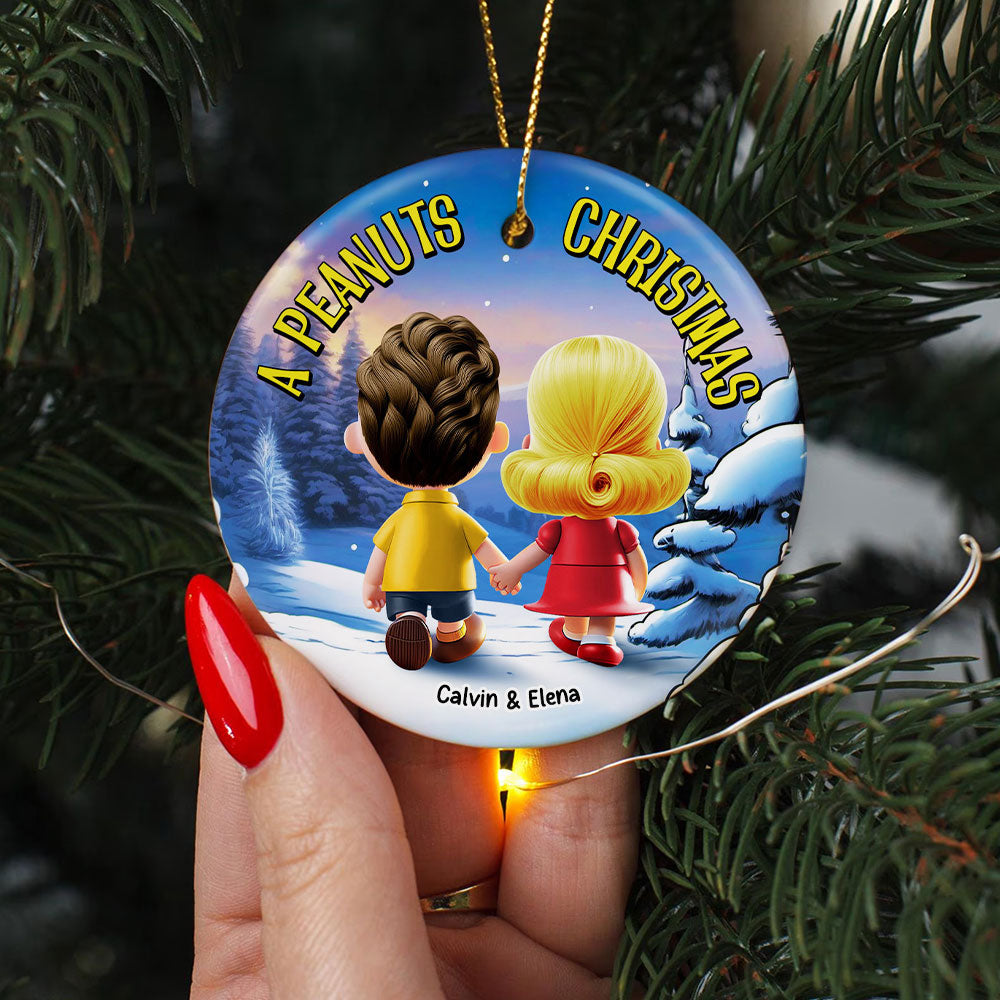 Personalized Peanuts Christmas Ceramic Ornament for Couples