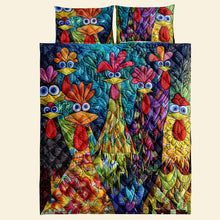 Load image into Gallery viewer, Colorful Chicken Lovers Quilt Bed Set
