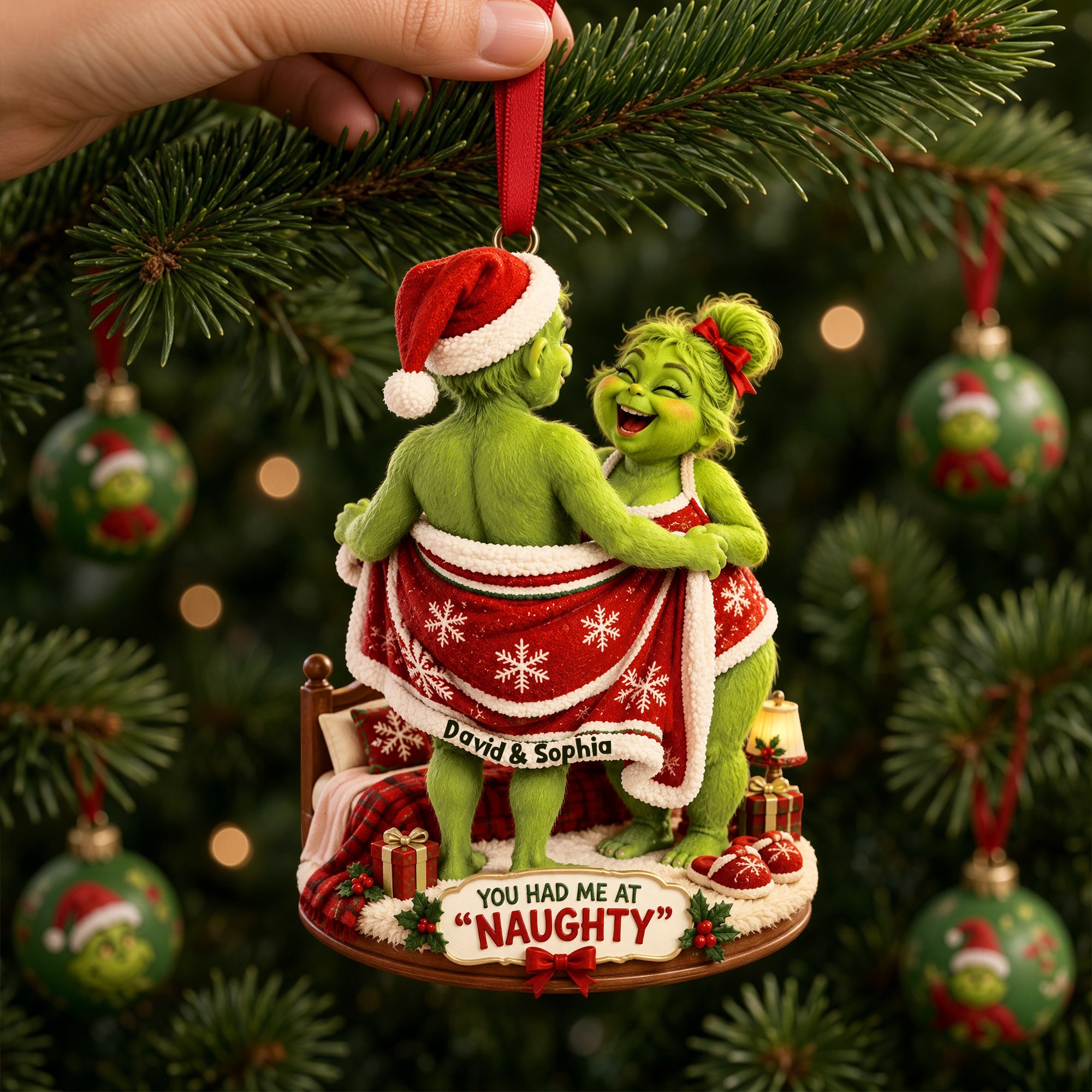 You Had Me at Naughty - Funny Couple Moments Christmas Ornament - Personalized Gift for Couples