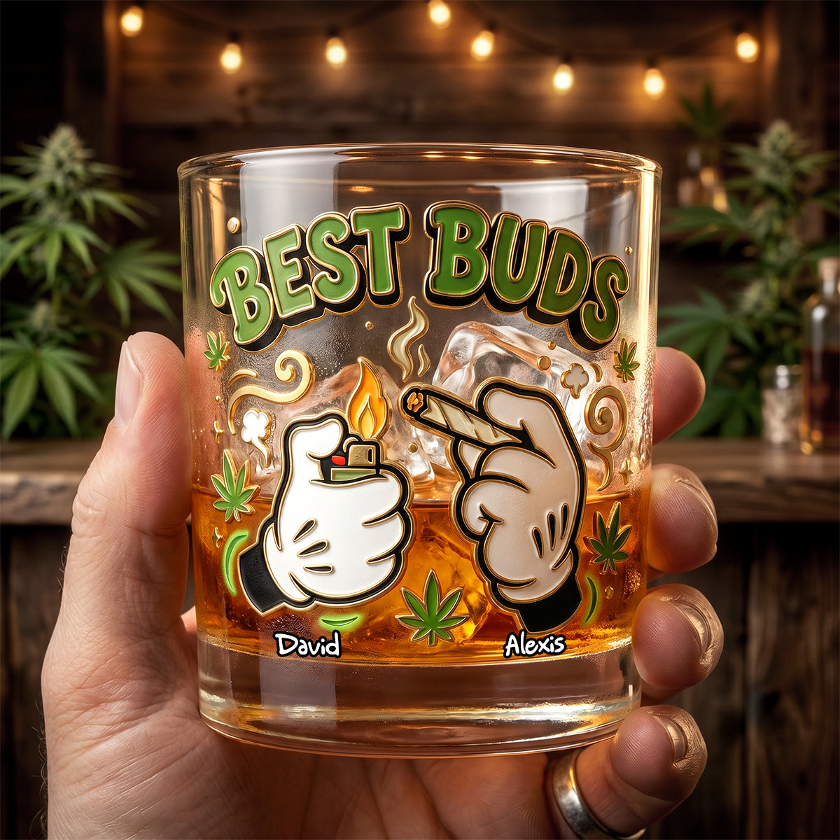 "Best Buds" - Personalized Weed Friend Drinking Glass - Custom Gift for Friends and Celebrations