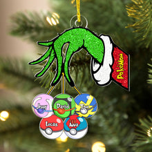 Load image into Gallery viewer, Custom Christmas Ornament - Festive Pokemon Ball Design for Mom Ornament PopCulturePrints
