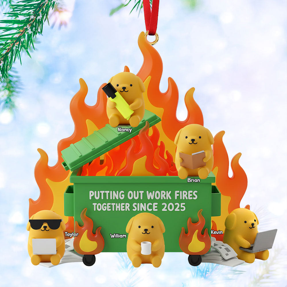 "Putting Out Work Fires Together Since 2025" - Personalized Dog Coworkers Christmas Ornament - Unique Gift for Coworkers & Friends Ornament PopCulturePrints