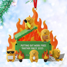 Load image into Gallery viewer, &quot;Putting Out Work Fires Together Since 2025&quot; - Personalized Dog Coworkers Christmas Ornament - Unique Gift for Coworkers &amp; Friends Ornament PopCulturePrints
