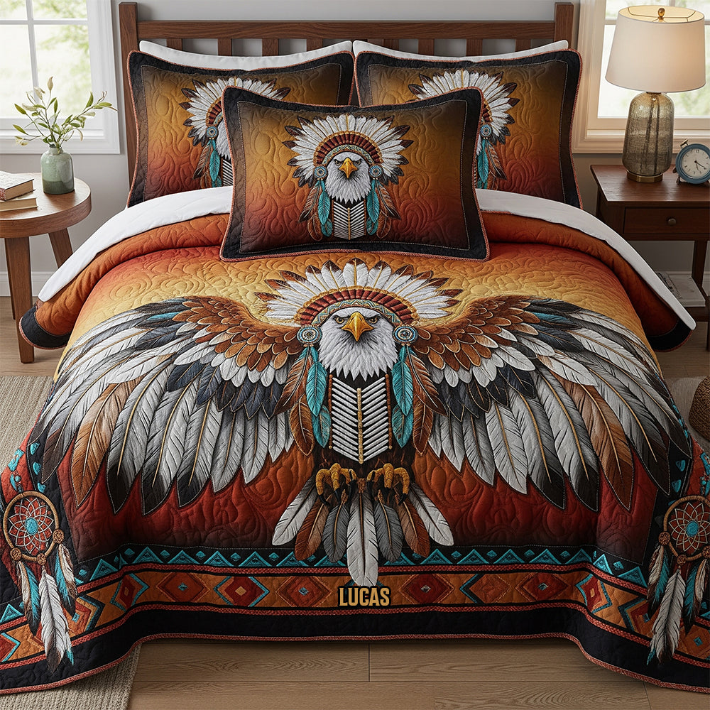 Embrace Heritage with Our Native American Personalized Quilt Bedding Set - Perfect Custom Gift for Cultural Enthusiasts and Special Occasions Blanket PopCulturePrints