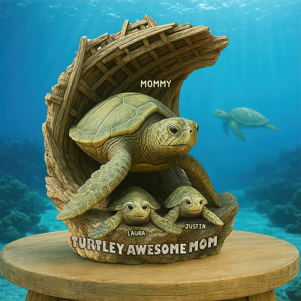 Turtley Awesome Mom: A Heartfelt Personalized Gift for Mom and Grandma Shaped Plaques PopCulturePrints
