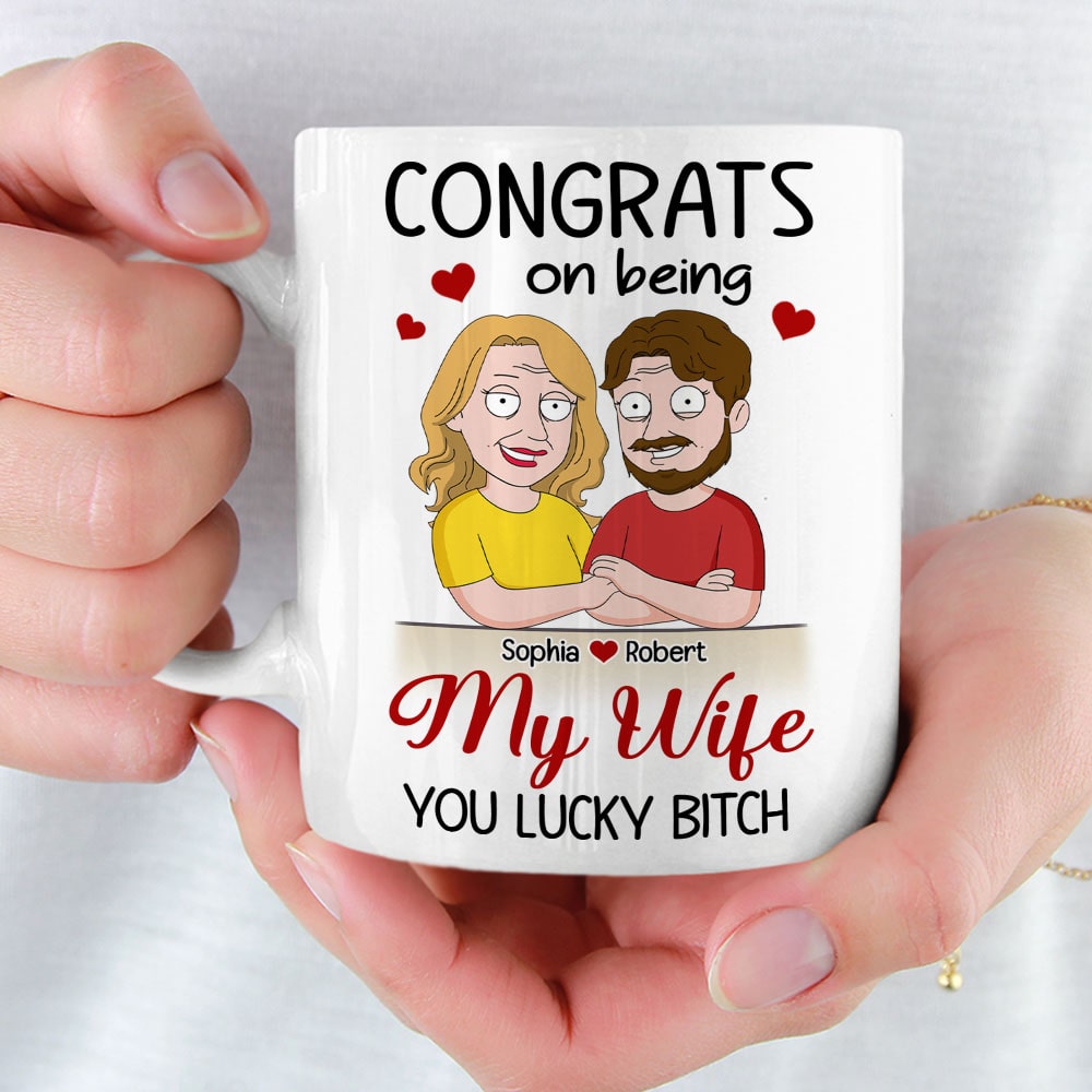 Custom Couple Mug - Congrats on Being My Wife | Valentine's Day Gifts Coffee Mug PopCulturePrints