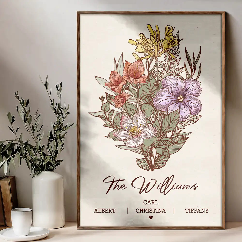 Grandma's Garden Family Birth Flower - Custom Personalized Poster for Mother's Day Gifts Poster PopCulturePrints