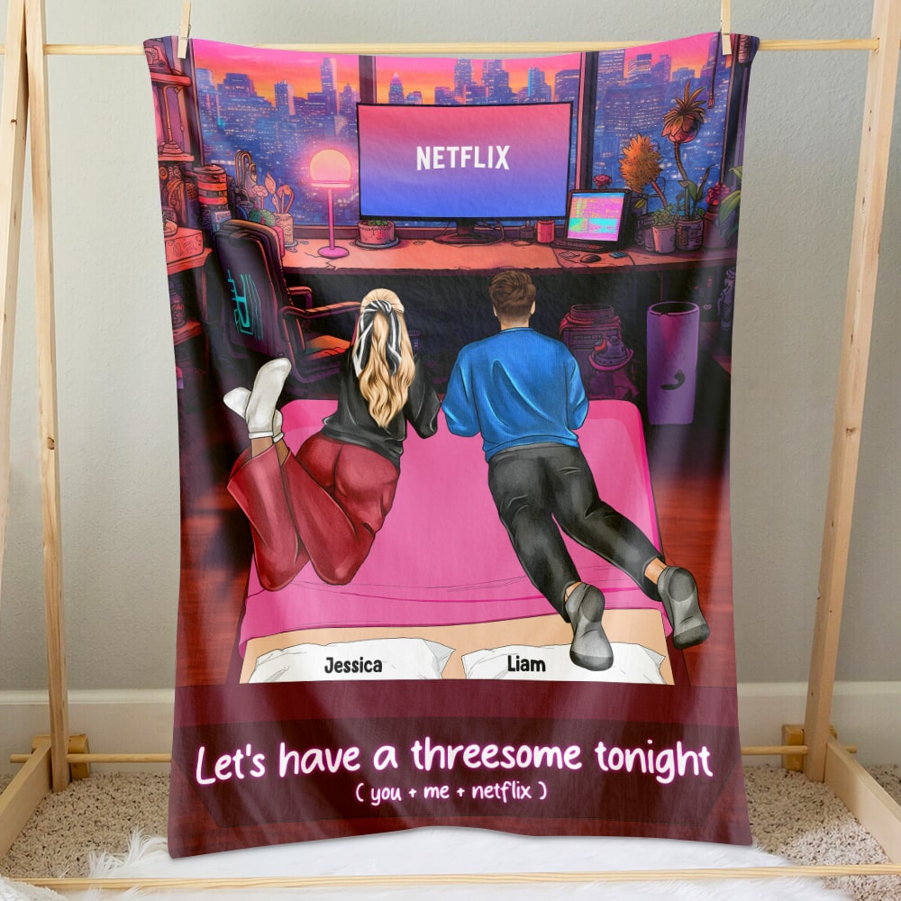 Personalized Couple Blanket - Let's Have A Threesome Tonight Blanket PopCulturePrints
