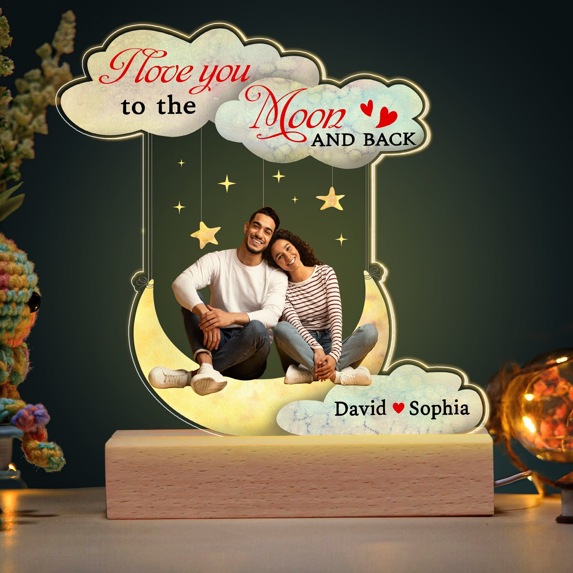 Personalized 3D LED Light - I Love You to the Moon and Back Led Night Light PopCulturePrints