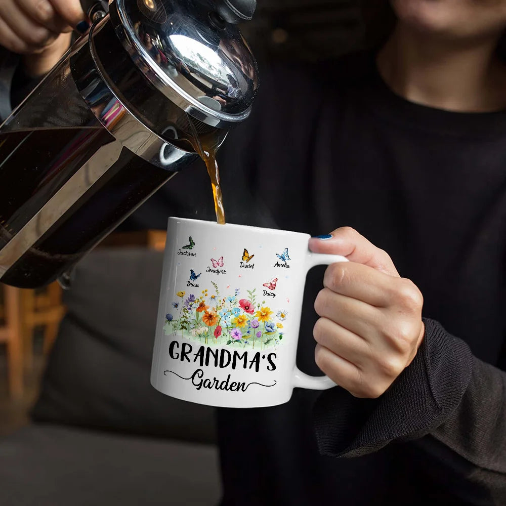 Grandma's Garden Butterflies - Personalized Mug for Grandma, A Perfect Mother's Day Gift Mug PopCulturePrints