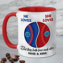 Load image into Gallery viewer, Personalized Baseball Lover Couple Coffee Mug - Christmas Gift Coffee Mug PopCulturePrints
