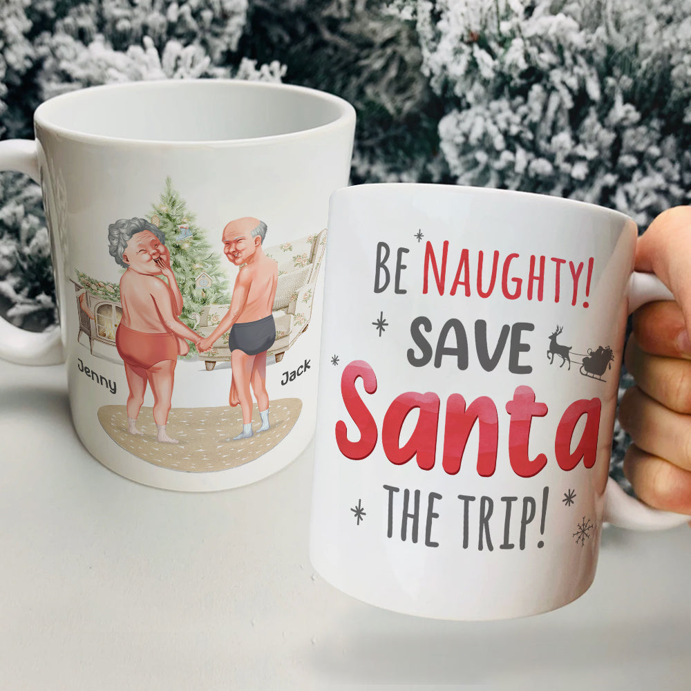 Playful Naughty Christmas Couple Personalized Coffee Mug