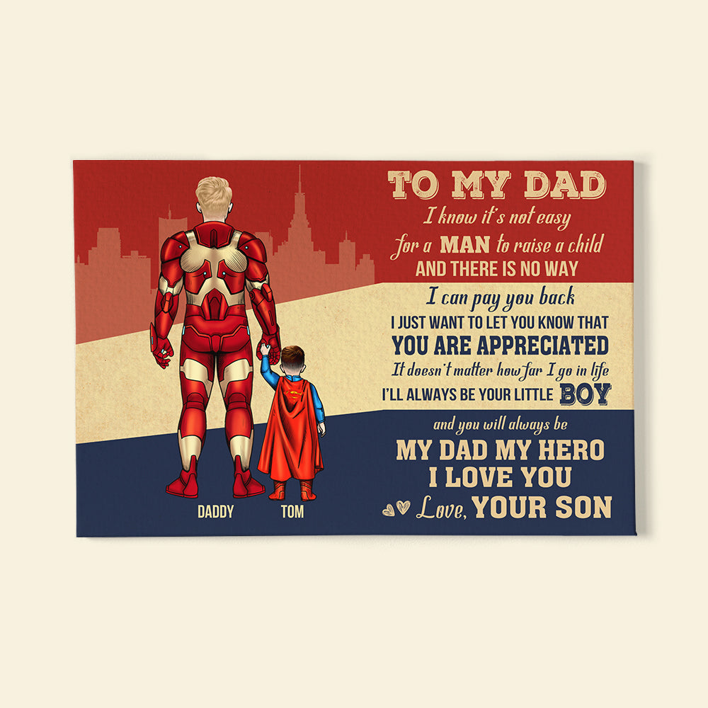 Hero Dad Personalized Canvas Print Poster & Canvas PopCulturePrints