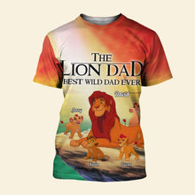 Load image into Gallery viewer, Personalized Lion Dad 3D T-Shirt - Best Dad Ever! AOP Products PopCulturePrints
