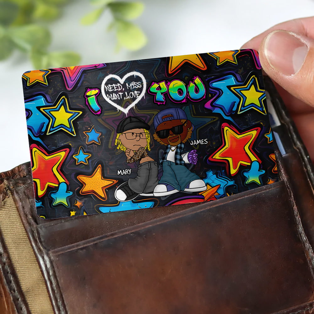Personalized Couple Wallet Card - I Love You Design Wallet Card PopCulturePrints