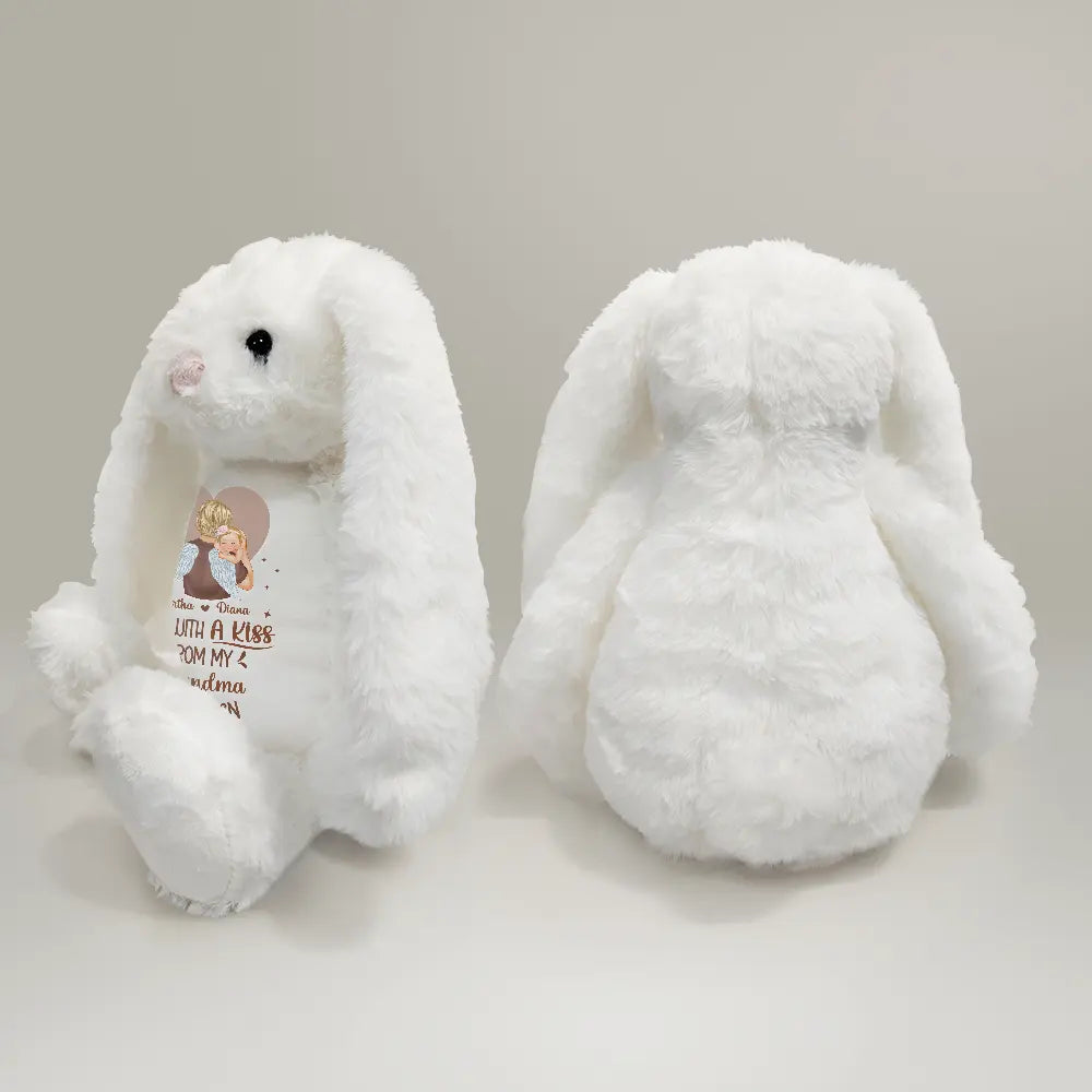 Sent With A Kiss From My Great Grandma In Heaven - Personalized Soft Toy Bunny Soft Toy Bunny PopCulturePrints