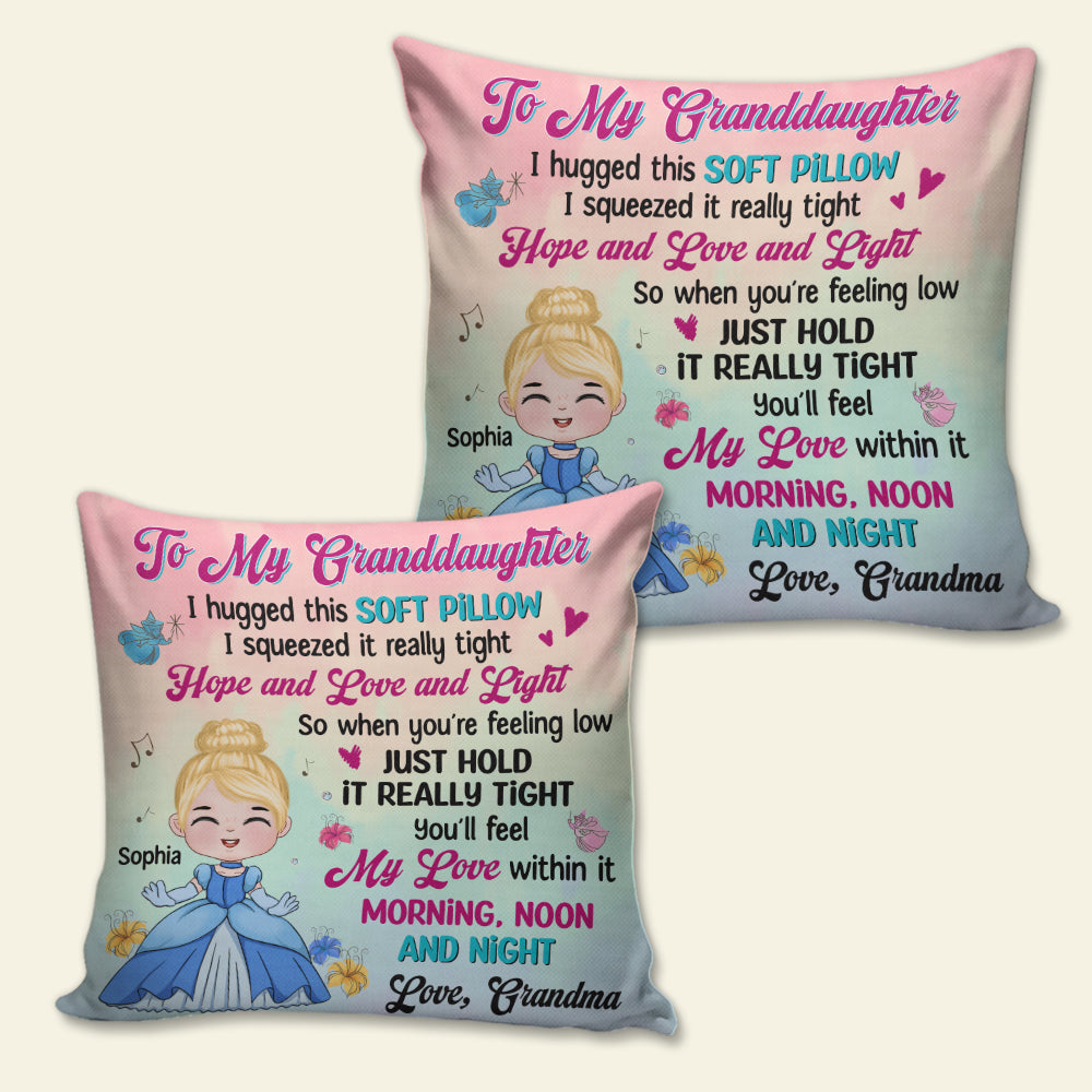 Personalized Princess Pillow for Granddaughter - Heartfelt Hug from Grandma Pillow PopCulturePrints