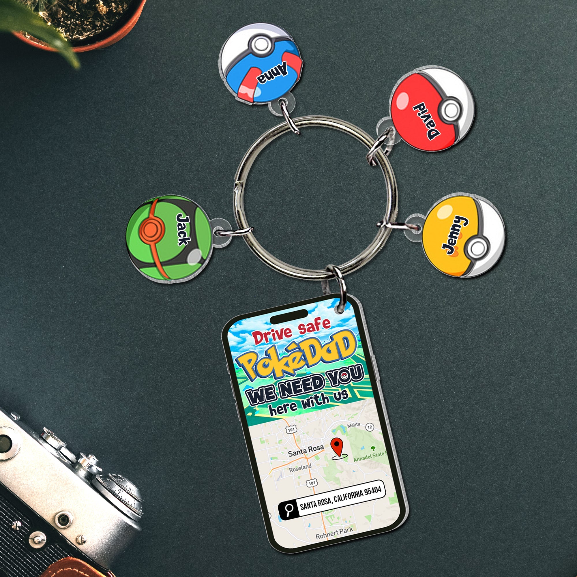 Personalized PokeDad Keychain - Custom Gifts for Dad Keychains PopCulturePrints