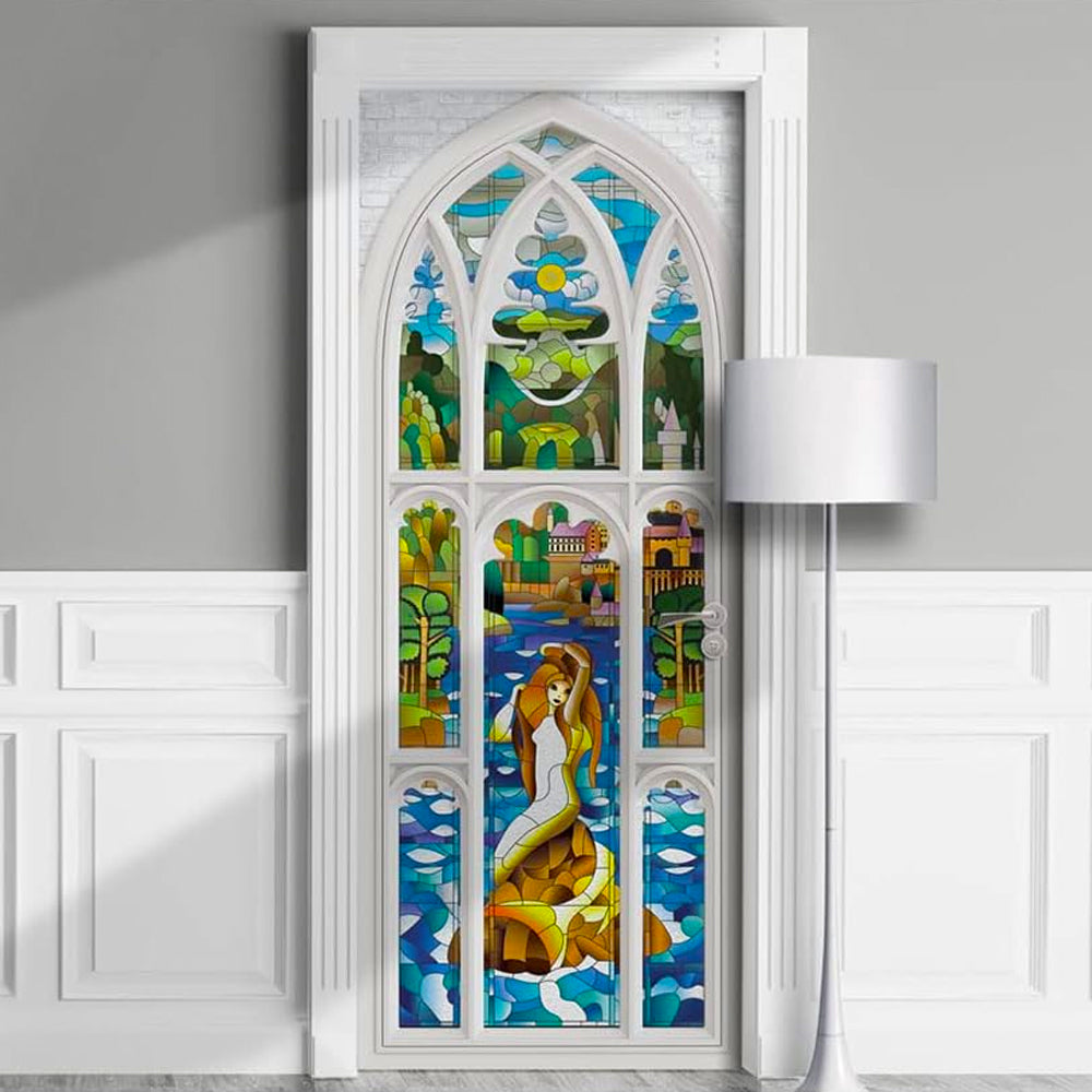 Mermaid Stained Glass Door Cover - Perfect Gift for Movie & Book Lovers