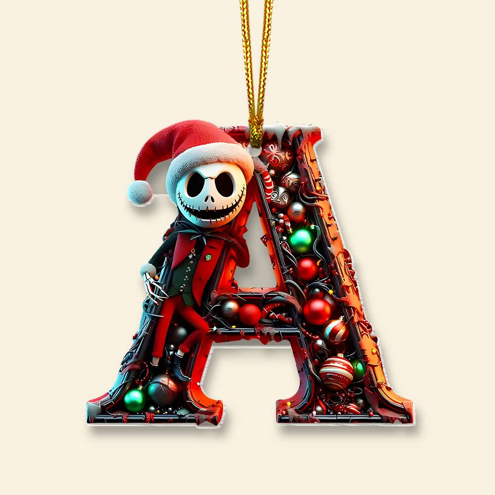 Personalized Christmas Ornament - Festive Alphabet Design Ornament PopCulturePrints
