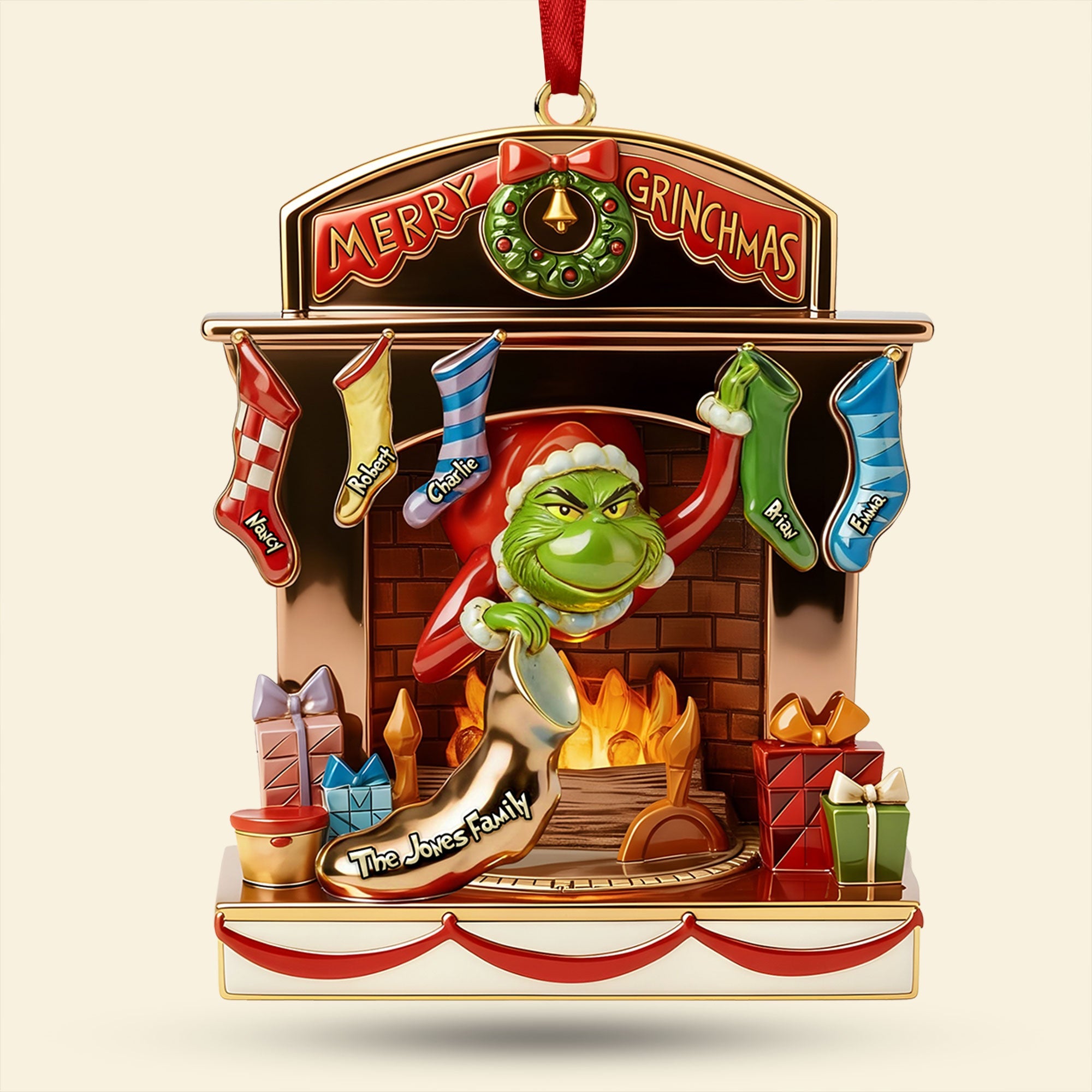 Merry Grinchmas Family Stockings Acrylic Ornament - Personalized Christmas Gift for Family and Friends Ornament PopCulturePrints