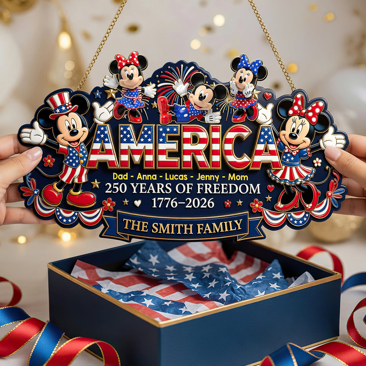 Celebrate Freedom - Customized America 250th Anniversary Acrylic Sign - Perfect Personalized Gift for Family and Friends