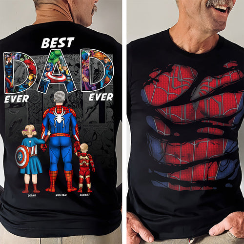 Best Dad Ever - Personalized Dad Shirt with Superhero Theme Shirts PopCulturePrints