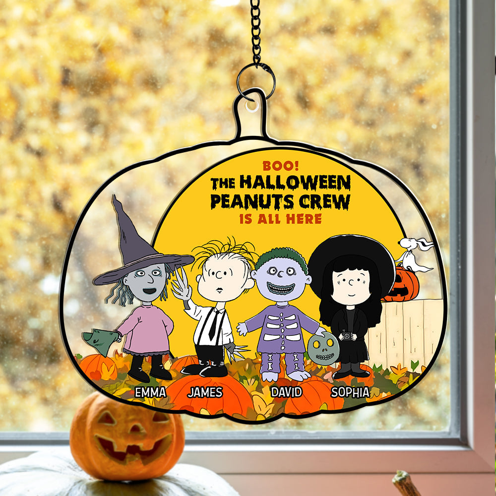 Personalized Halloween Peanuts Gang Family Suncatcher Ornament