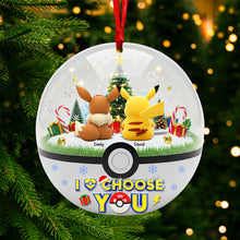 Load image into Gallery viewer, &quot;I Choose You&quot; - Personalized Cartoon Couple Christmas Ornament - Unique Gift for Couples &amp; Pokémon Lovers Ornament PopCulturePrints
