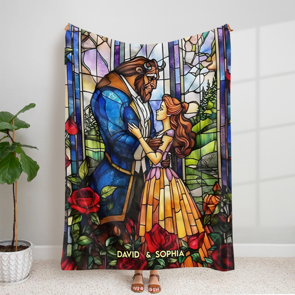 Personalized Beauty & Beast Couple Blanket