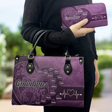 Load image into Gallery viewer, “Grandma&#39;s Heart: Cherished Memories” - Personalized Combo Leather Wallet and Bag - Perfect Gift for Grandma, Mom, and Loved Ones Combo Leather Wallet &amp; Bag PopCulturePrints
