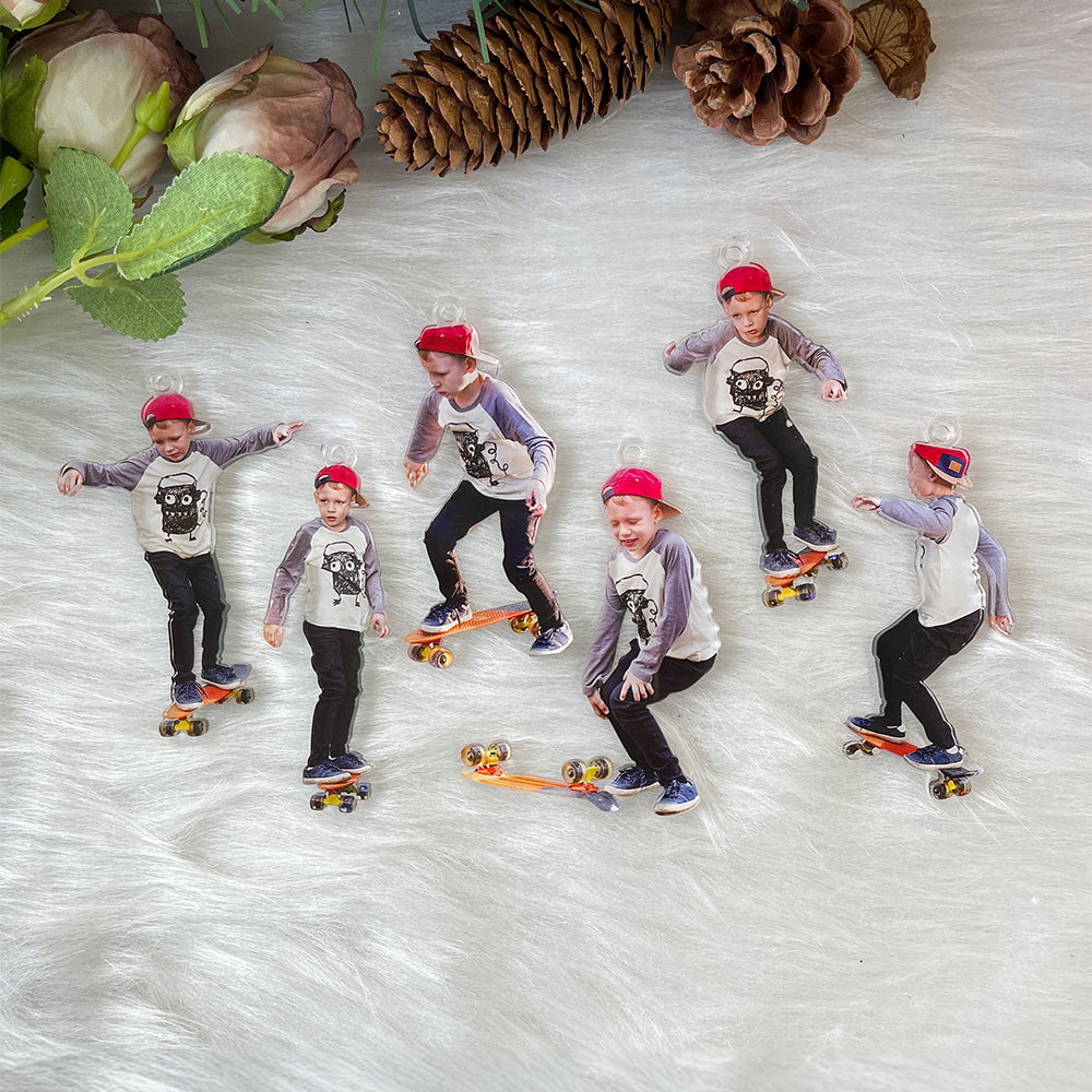 Personalized Skateboarder Christmas Ornament - Custom Photo Gift